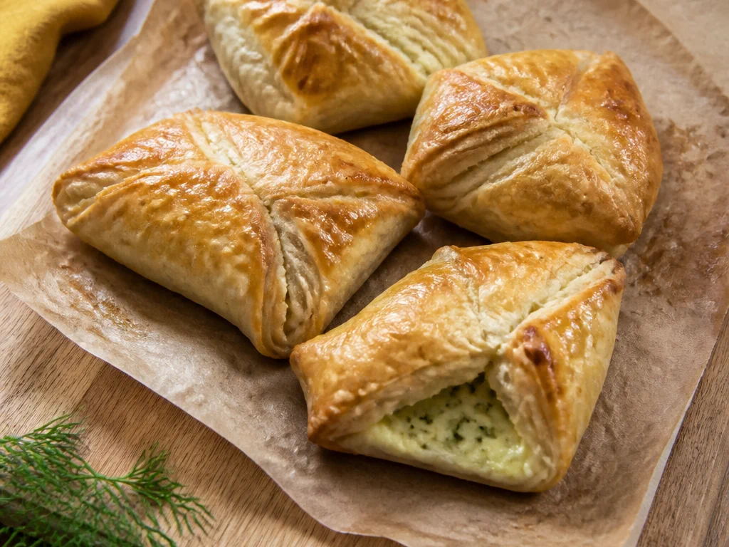 Слойки с сыром и зеленью — готовое блюдо