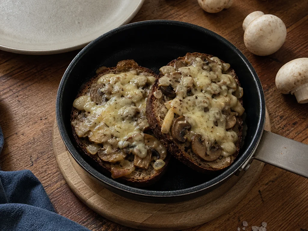 Горячие бутерброды с шампиньонами и сыром — готовое блюдо