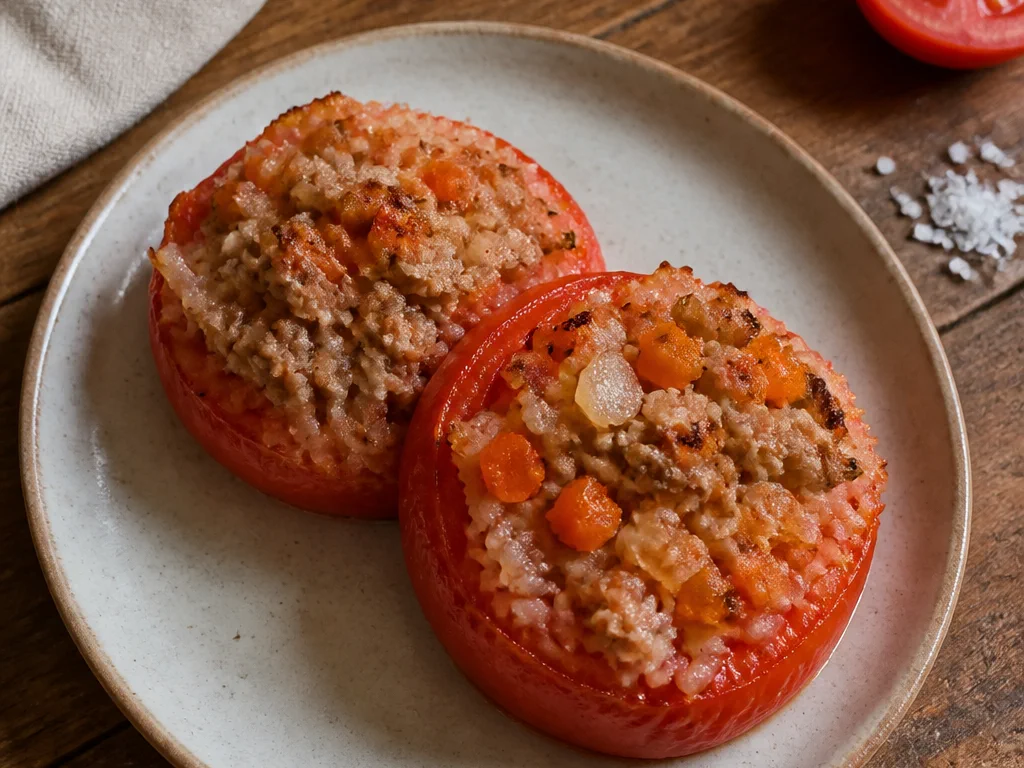 Томаты с индейкой и рисом — готовое блюдо