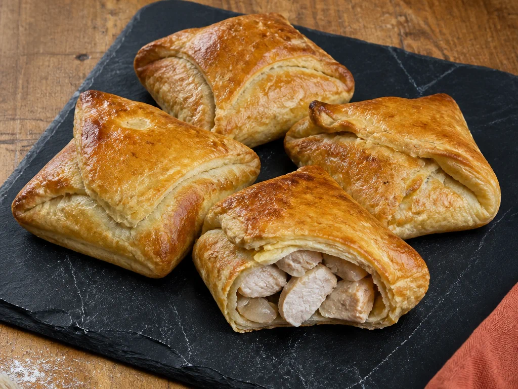 Слойки с курицей и луком — готовое блюдо
