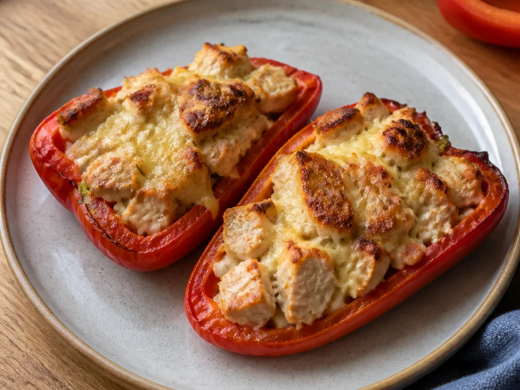 Перец, фаршированный курицей и сыром — готовое блюдо