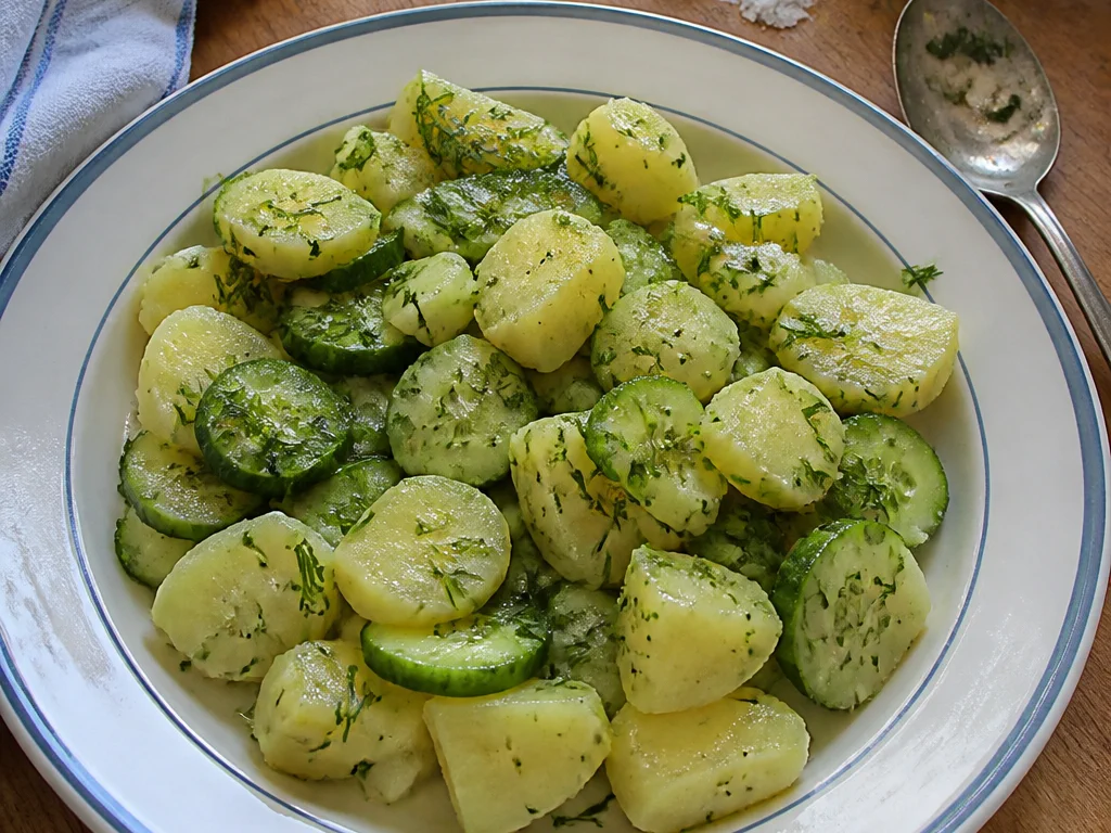 Картофельный салат со свежим огурцом и укропом — готовое блюдо