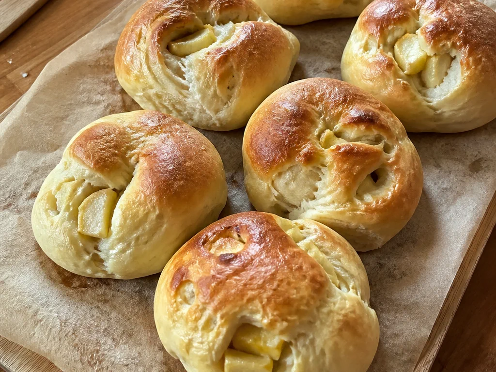 Домашние булочки с яблоком — готовое блюдо