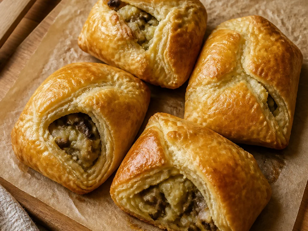Слойки с картофелем и грибами — готовое блюдо