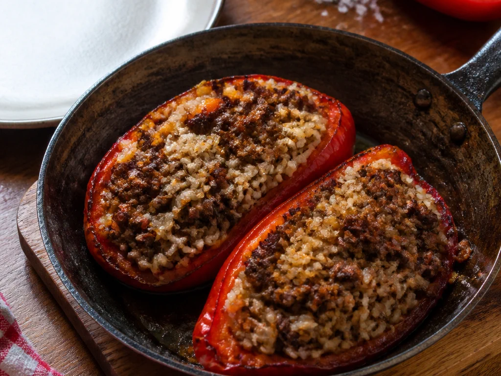 Перцы с говядиной и рисом — готовое блюдо