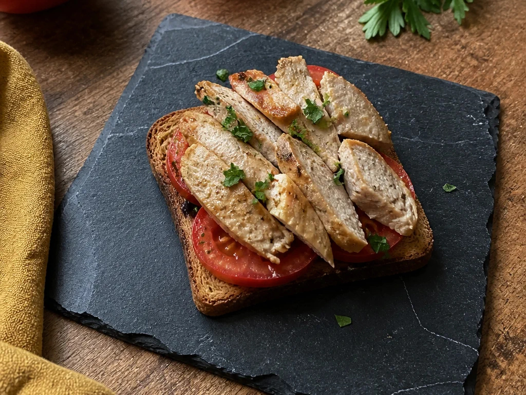 Пшеничный тост с курицей и томатом — готовое блюдо