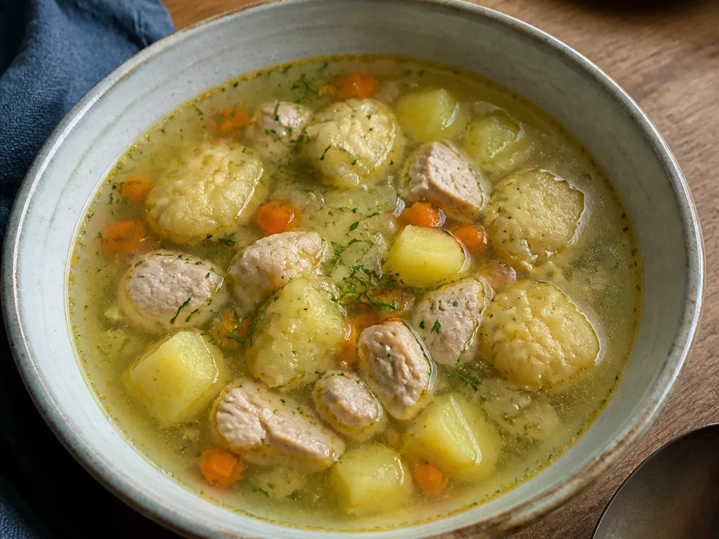 Куриный суп с клёцками — готовое блюдо