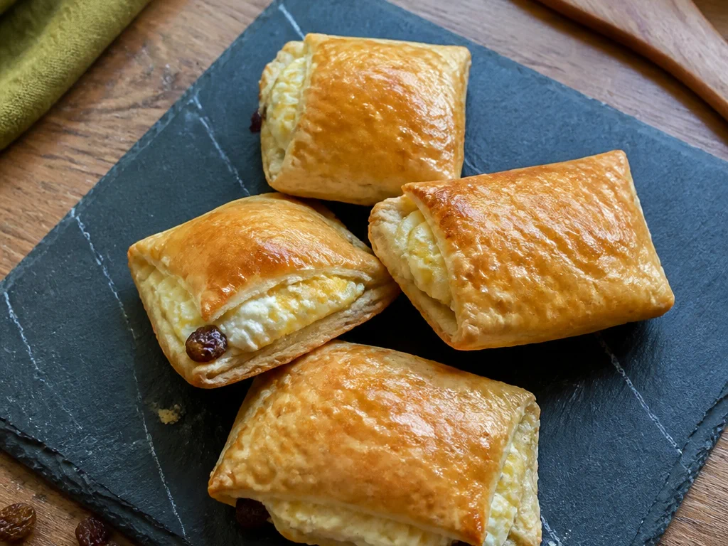 Слойки с творогом и изюмом — готовое блюдо