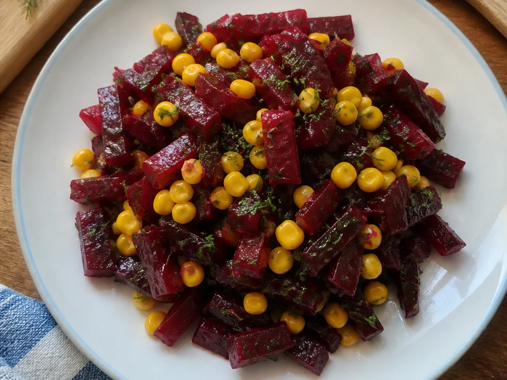 Салат из свёклы с кукурузой и укропом — готовое блюдо