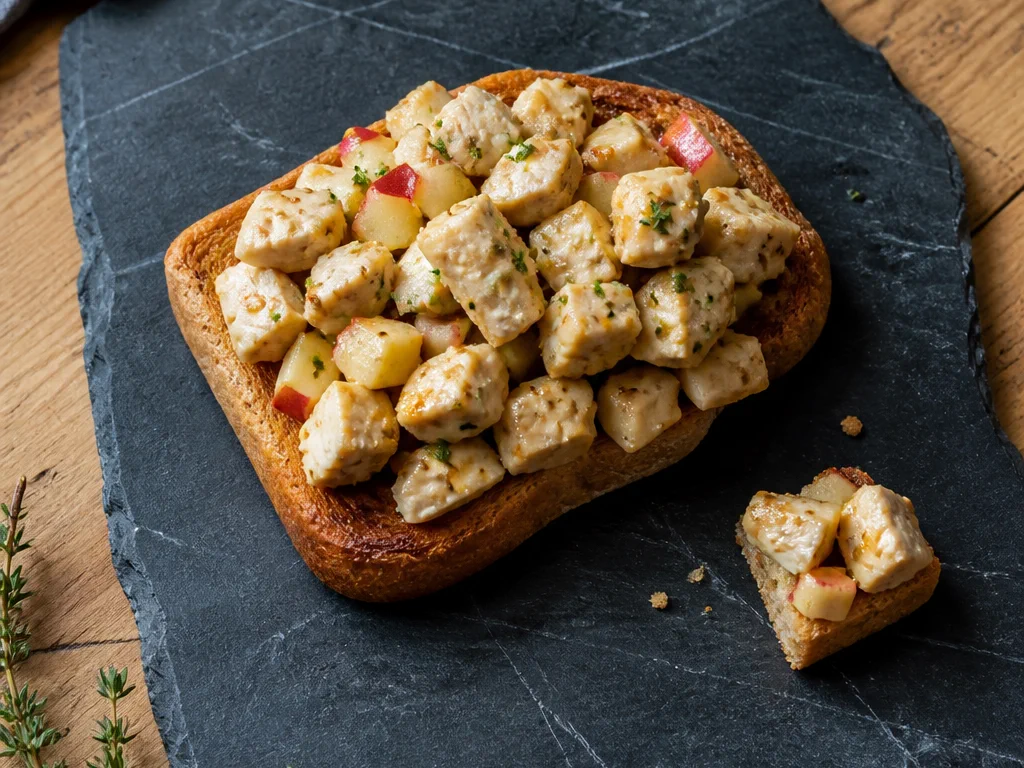 Тост с курицей, яблоком и горчицей — готовое блюдо