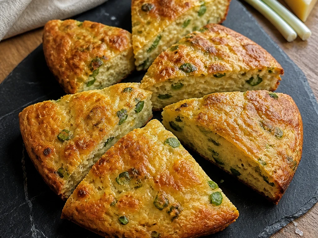 Заливной пирог с зелёным луком и сыром — готовое блюдо