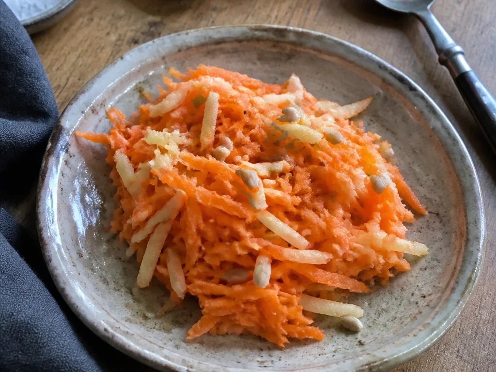 Морковная закуска с яблоком и семечками — готовое блюдо
