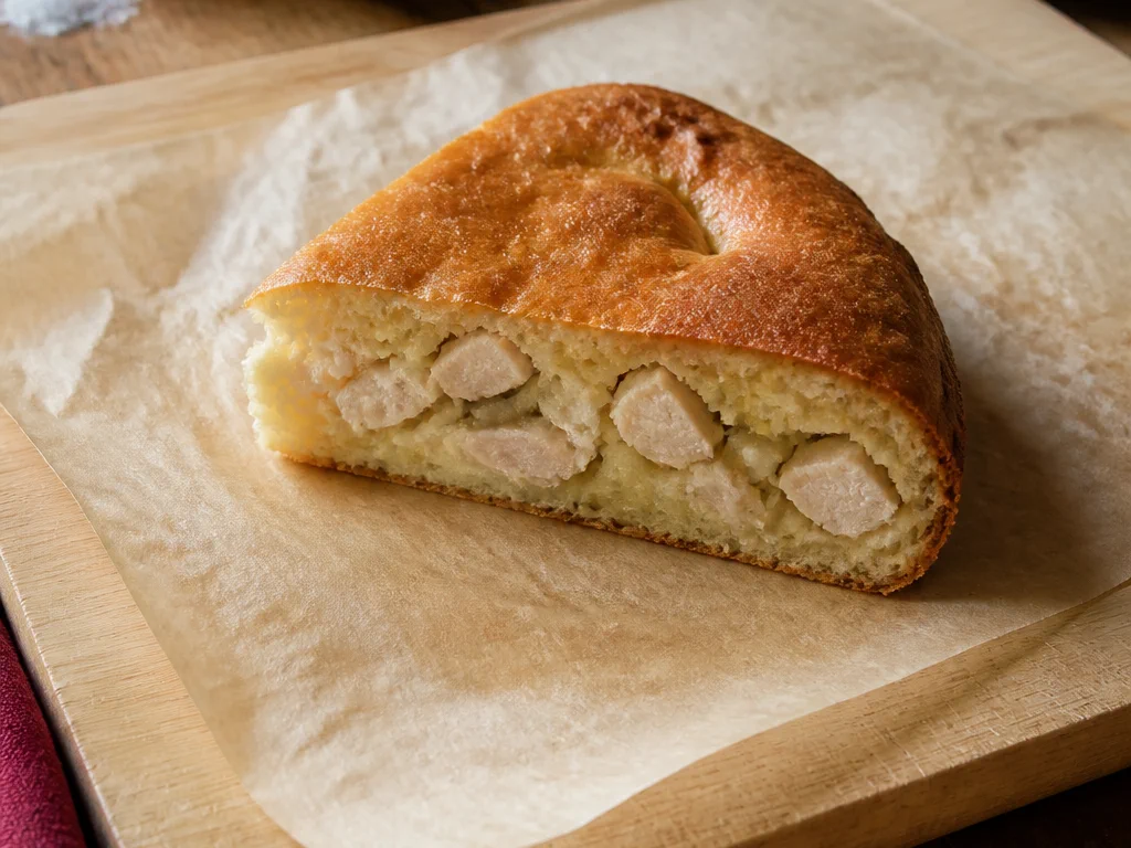 Заливной пирог с курицей и луком — готовое блюдо