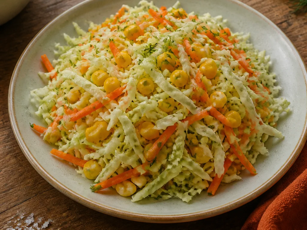 Салат из капусты и моркови с кукурузой и укропом — готовое блюдо