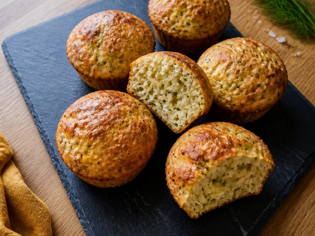 Несладкие маффины с сыром и укропом — готовое блюдо
