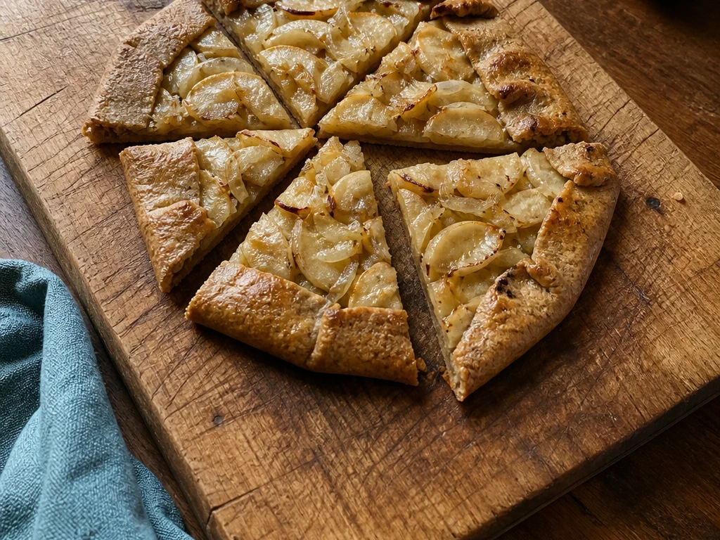 Ржаная галета с яблоком и луком — готовое блюдо