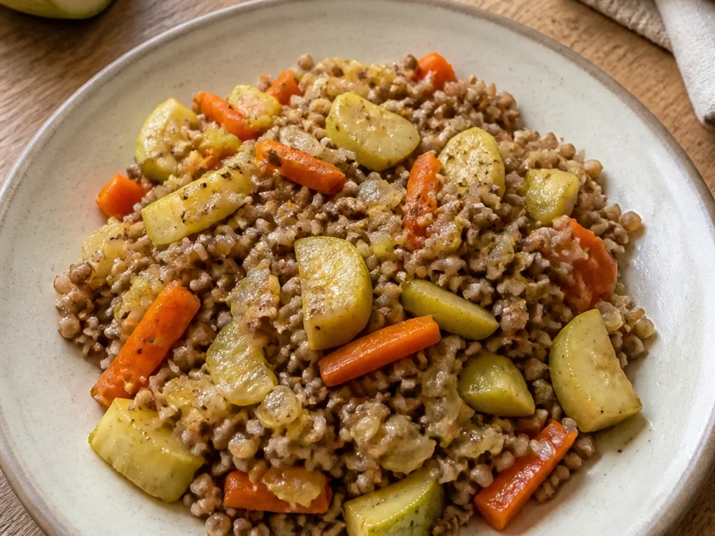Овощное рагу с кабачком и гречкой — готовое блюдо