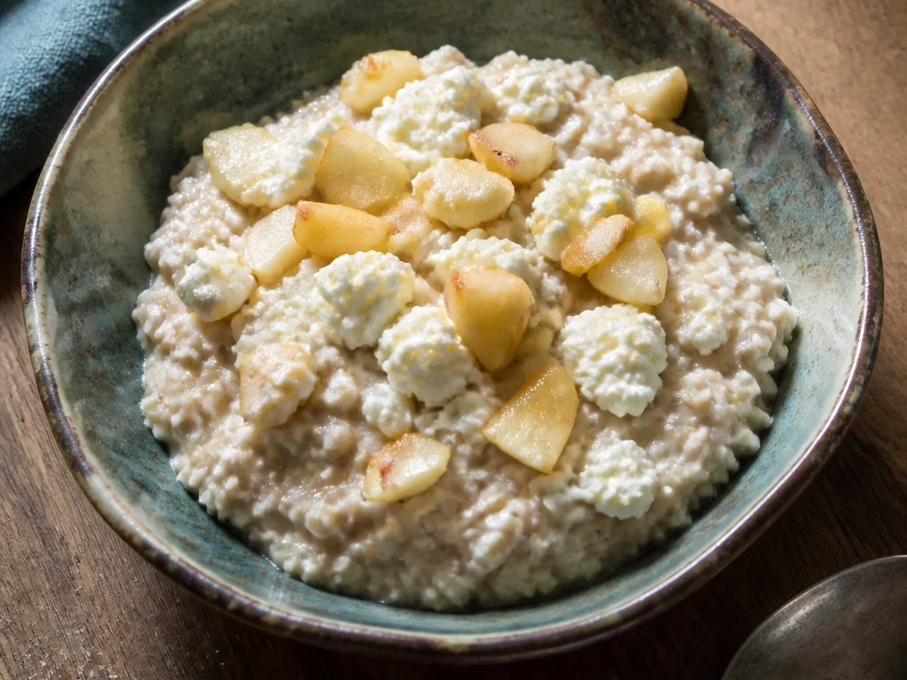 Овсяная каша с творогом и яблоком — готовое блюдо