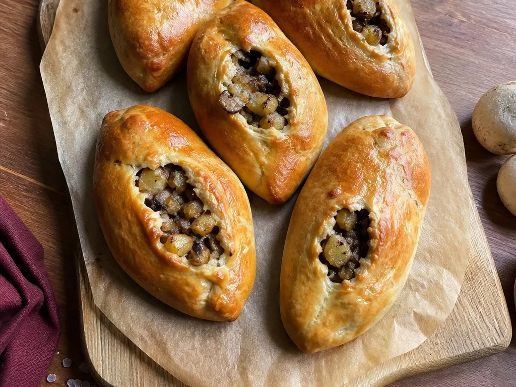 Дрожжевые пирожки с грибами и картофелем — готовое блюдо