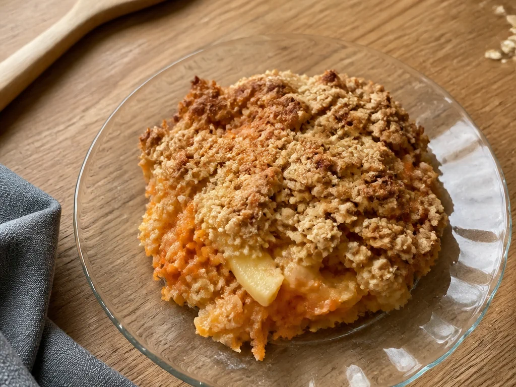 Фруктовый крамбл с морковью и яблоком — готовое блюдо