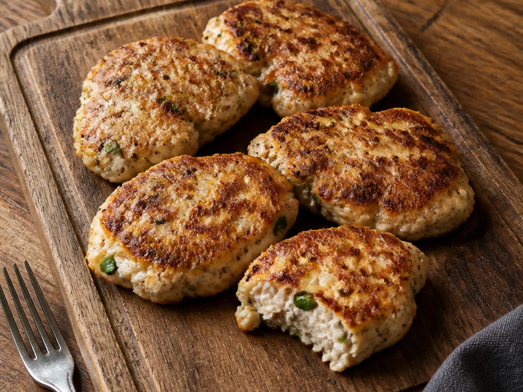 Куриные котлеты с манкой и зелёным луком — готовое блюдо