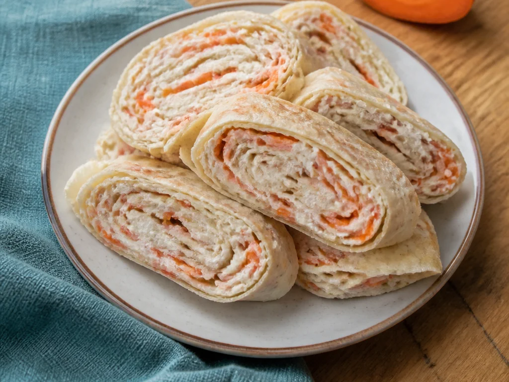 Рулетики из лаваша с курицей и морковью — готовое блюдо