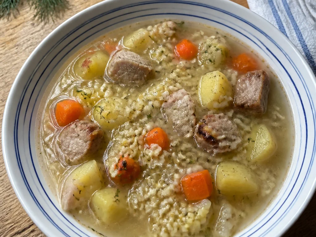 Кулеш с пшеном и свиной грудинкой — готовое блюдо