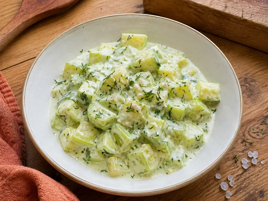 Кабачковый соус со сметаной и укропом — готовое блюдо