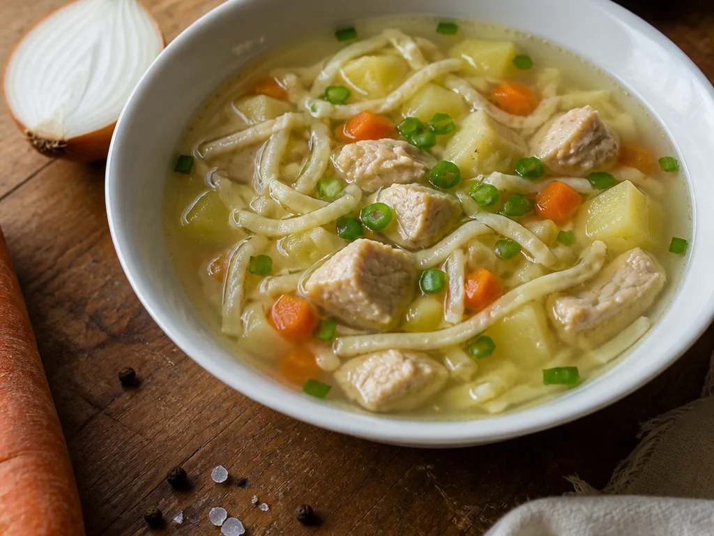 Токмач с курицей — готовое блюдо
