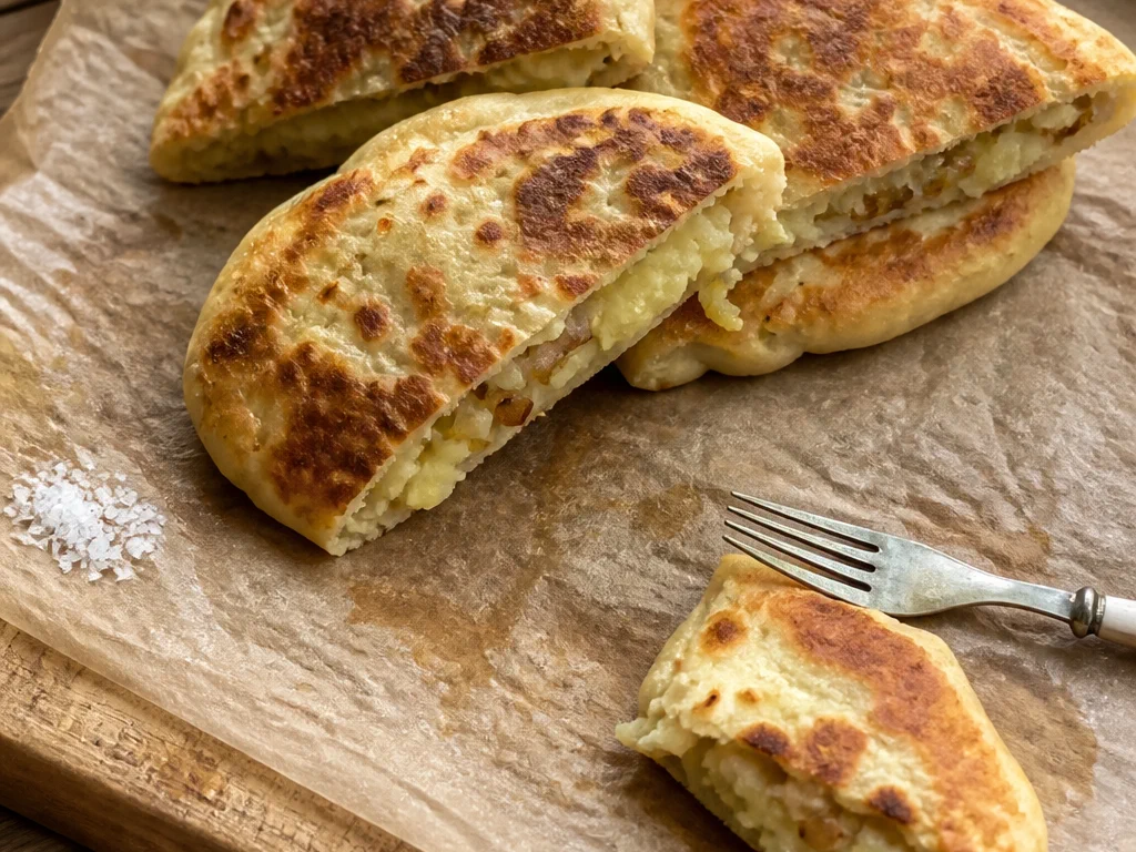 Кефирные лепёшки с картофелем и луком — готовое блюдо