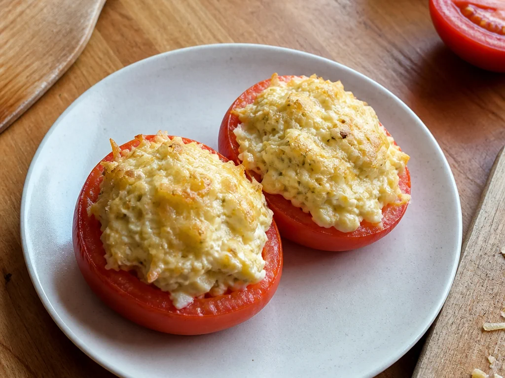 Томаты, фаршированные яйцом и сыром — готовое блюдо