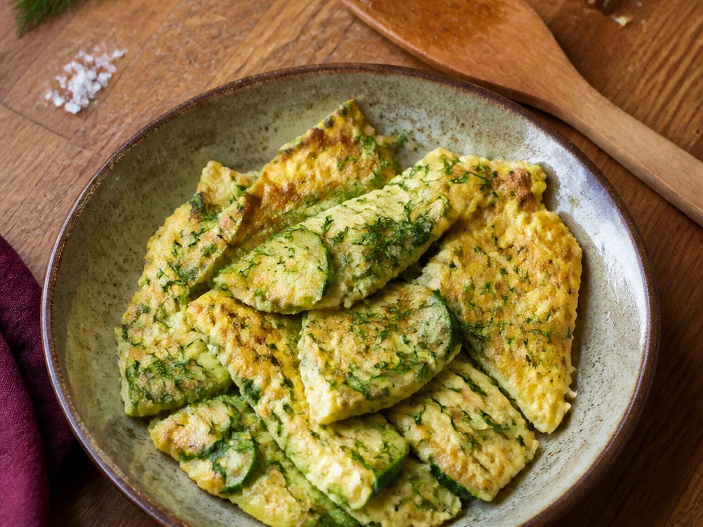 Омлет с кабачком и укропом — готовое блюдо