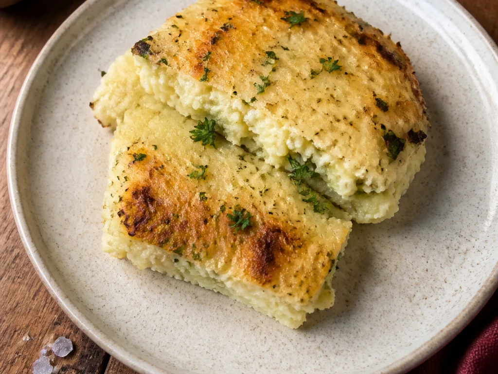 Картофельная запеканка с творогом и зеленью — готовое блюдо