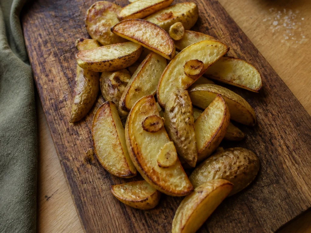 Картофельные дольки с чесноком — готовое блюдо