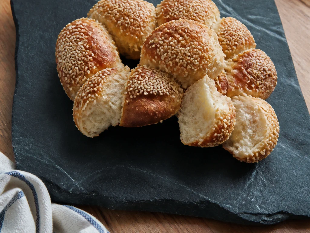 Домашние булочки с кунжутом — готовое блюдо
